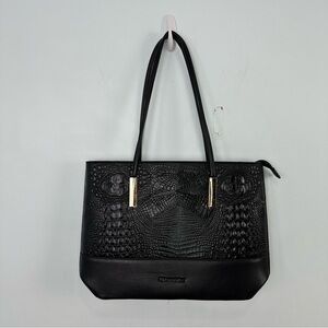 Montana West Black Alligator Textured Embossed Zipper Top Shoulder Bag NEW
